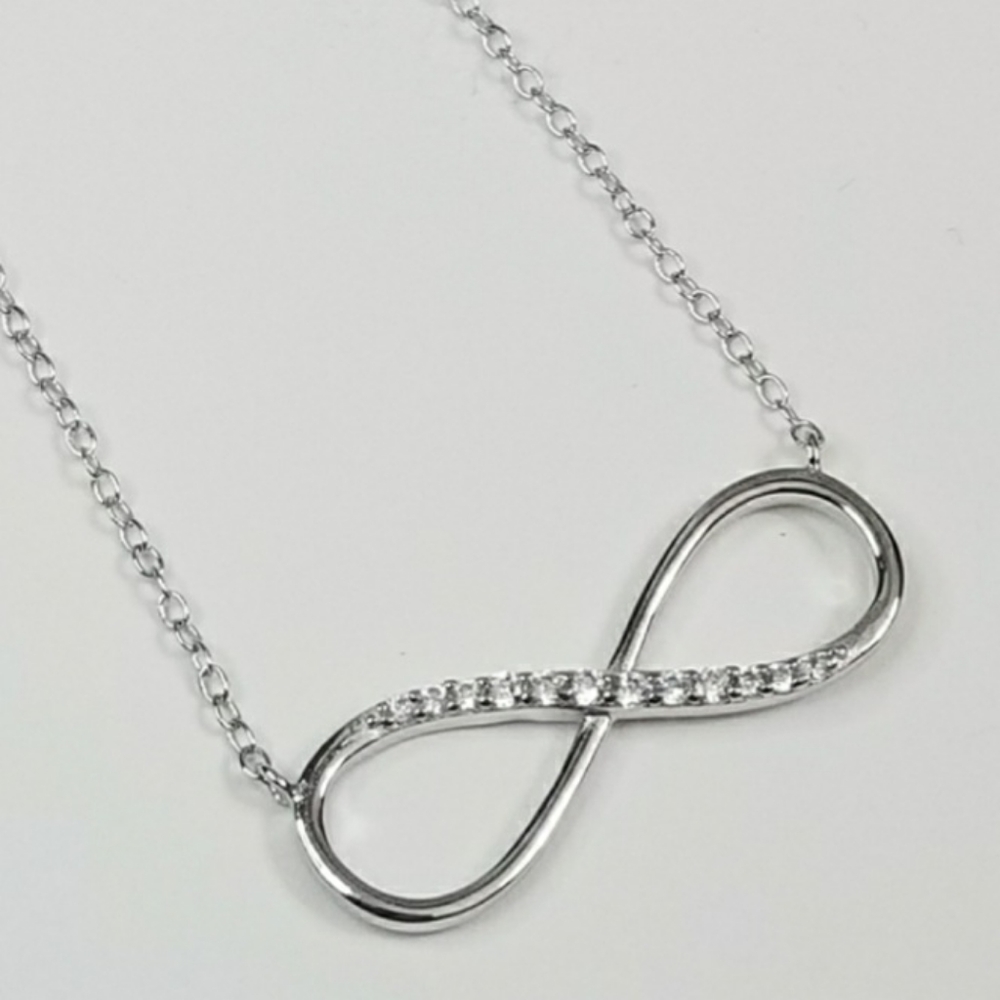 925 Sterling Silver Infinity CZ Necklace